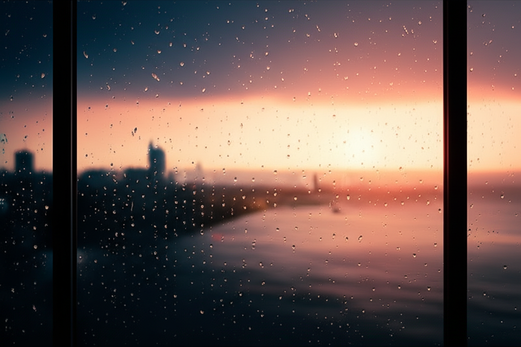 Rain drops on window glass